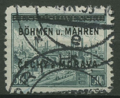 Böhmen und Mähren 1939 Marke mit Aufdruck 7 gestempelt