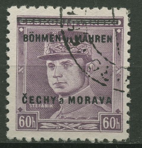 Böhmen und Mähren 1939 Marke mit Aufdruck 8 gestempelt signiert