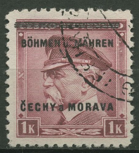 Böhmen und Mähren 1939 Marke mit Aufdruck 10 gestempelt signiert