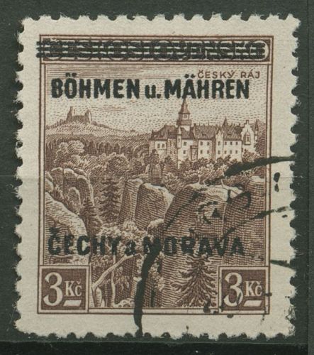 Böhmen und Mähren 1939 Marke mit Aufdruck 16 gestempelt signiert
