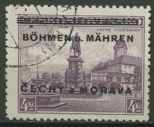 Böhmen und Mähren 1939 Marke mit Aufdruck 17 gestempelt