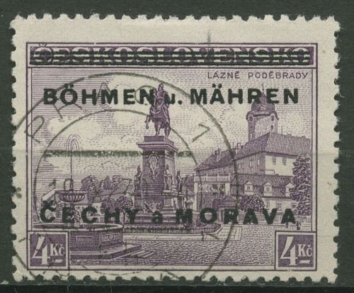 Böhmen und Mähren 1939 Marke mit Aufdruck 17 gestempelt signiert