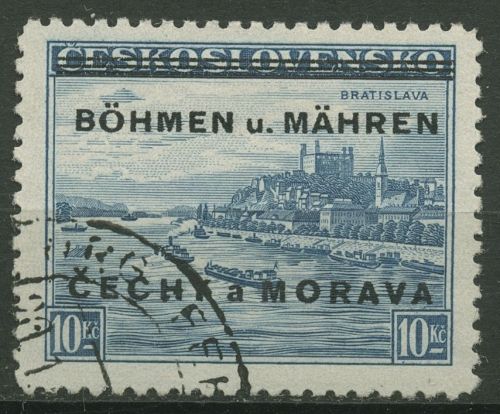 Böhmen und Mähren 1939 Marke mit Aufdruck 19 gestempelt