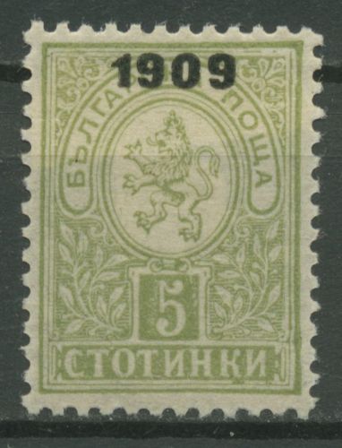 Bulgarien 1909 Wappenlöwe 72 mit Falz
