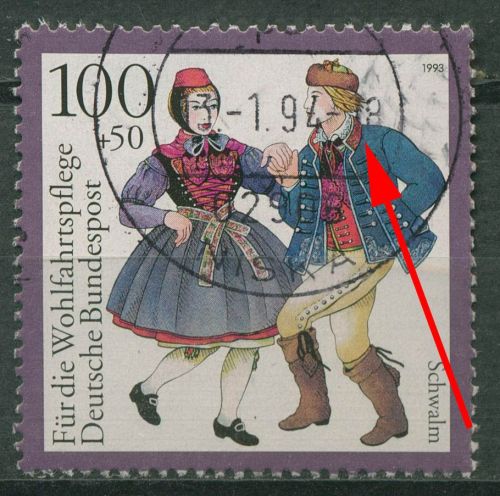 Bund 1993 Wohlfahrt: Deutsche Trachten mit Plattenfehler 1698 I gestempelt