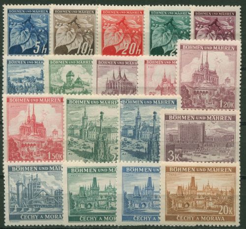 Böhmen und Mähren 1939 Lindenzweig und Landschaften 20/37 postfrisch