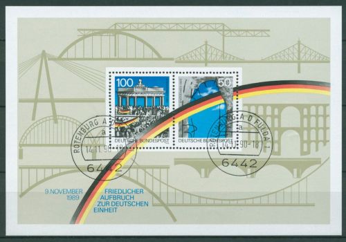 Bund 1990 Berliner Mauer Grenzöffnung Block 22 gestempelt (C98663)