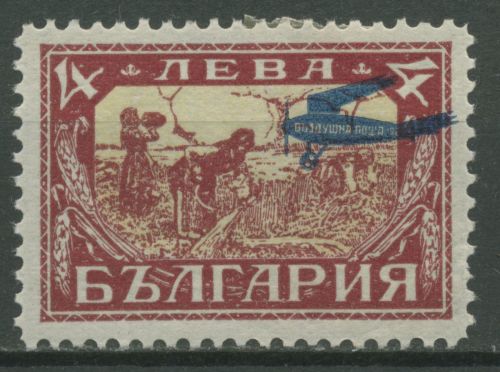Bulgarien 1927 Schnitterin Aufdruck eines Flugzeuges 208 mit Falz