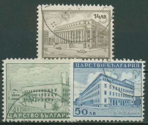 Bulgarien 1941 Bauwerke Justizpalast Krankenhaus Bibliothek 429/31 gestempelt