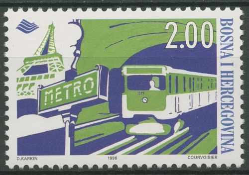 Bosnien-Herzegowina 1998 Schienenfahrzeuge Metro U-Bahn Paris 145 postfrisch