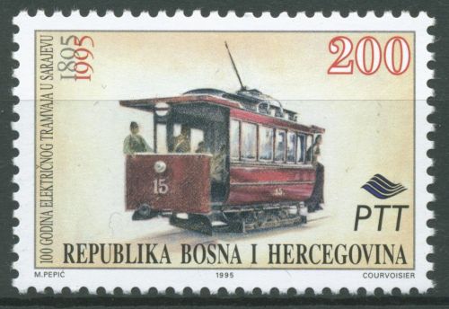Bosnien-Herzegowina 1995 Elektrische Straßenbahn Sarajevo 27 postfrisch
