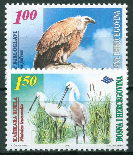 Bosnien-Herzegowina 2000 Tiere Vögel Geier Löffler 195/96 postfrisch