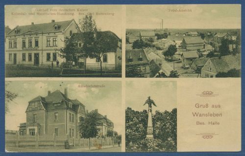 Gruß aus Wansleben Amsdorferstr. Gasthaus Zum dt. Kaiser, gelaufen 1911 (AK5635)