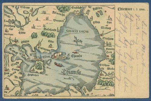 Chiemsee im Jahre 1566 Landkarte, gelaufen 1910 (AK5616)
