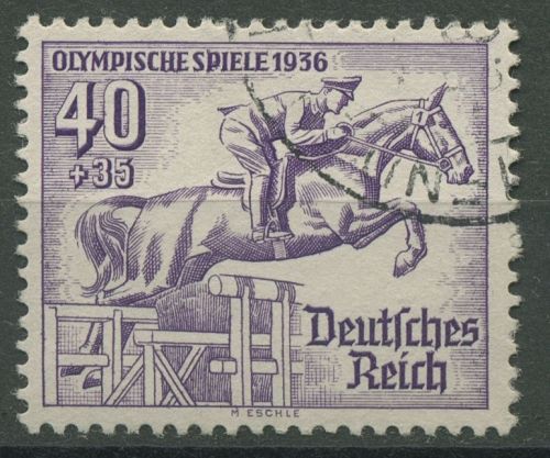 Dt. Reich 1936 Einzelmarke aus Olympia-Block Jagdspringen 627 gestempelt