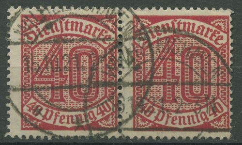 Deutsches Reich Dienstmarken 1920 ohne 21, D 28 waagerechtes Paar gestempelt