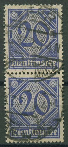 Dt. Reich Dienst 1920 ohne Ablösungsziffer D 26 senkrechtes Paar gestempelt
