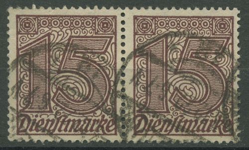 Dt. Reich Dienst 1920 ohne Ablösungsziffer D 25 waagerechtes Paar gestempelt