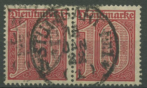 Dt. Reich Dienst 1920 ohne Ablösungsziffer D 24 waagerechtes Paar gestempelt