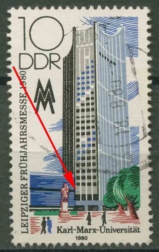 DDR 1980 Leipziger Frühjahrsmesse mit Plattenfehler 2498 F 49 gestempelt