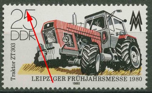 DDR 1980 Leipziger Frühjahrsmesse mit Plattenfehler 2499 F 27 postfrisch