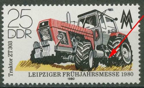 DDR 1980 Leipziger Frühjahrsmesse mit Plattenfehler 2499 F 19 postfrisch