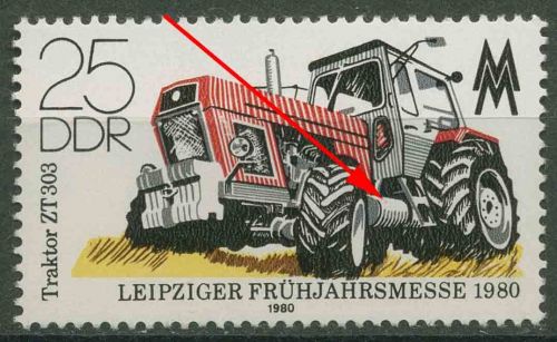 DDR 1980 Leipziger Frühjahrsmesse mit Plattenfehler 2499 F 16 postfrisch