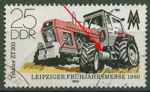 DDR 1980 Leipziger Frühjahrsmesse mit Plattenfehler 2499 F 16 gestempelt