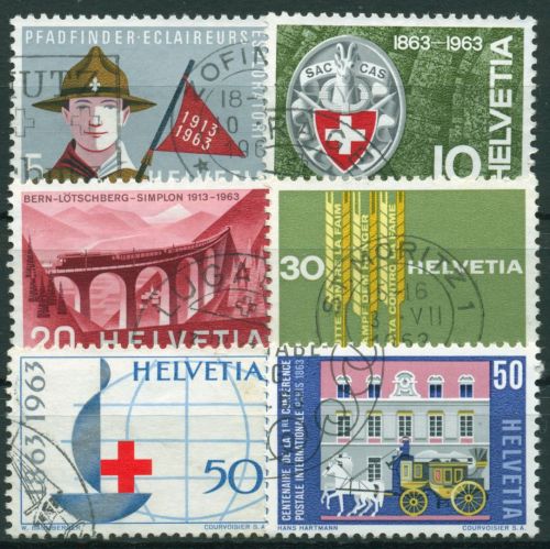 Schweiz 1963 Ereignisse Pfadfinder Alpen-Club Rotes Kreuz 768/73 gestempelt