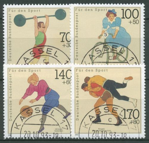 Bund 1991 Sporthilfe Gewichtheben Radsport Basketball Ringen 1499/02 gestempelt
