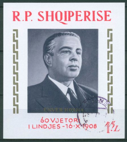 Albanien 1968 60. Geburtstag von Enver Hoxha Block 34 gestempelt (C26346)