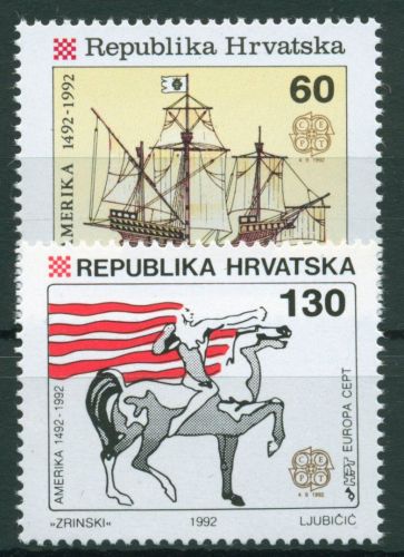 Kroatien 1992 Europa CEPT Entdeckung Amerikas Segelschiff 211/12 postfrisch