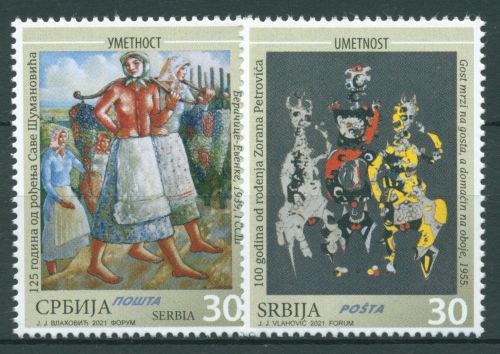 Serbien 2021 Kunst Gemälde 1008/09 postfrisch