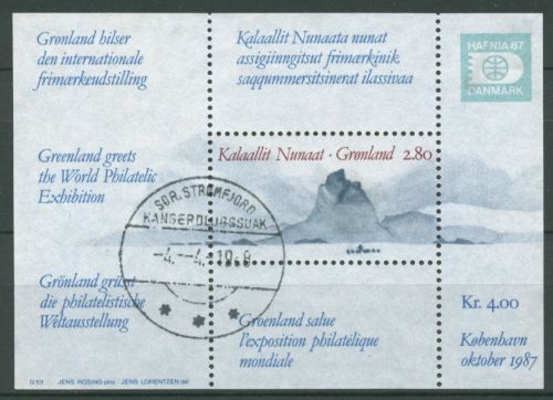 Grönland 1987 Briefmarkenausstellung HAFNIA'87 Block 2 gestempelt (C13824)