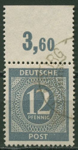 All. Besetzung 1946 I. Kontrollrat Platte Oberrand 920 a P OR dgz gestempelt