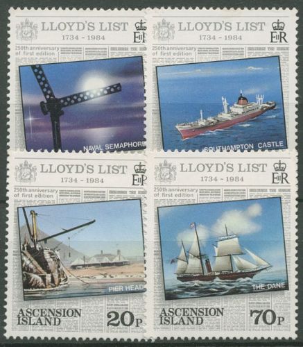 Ascension 1984 Schiffsnachrichtenblatt Lloyd's List Schiffe 360/63 postfrisch