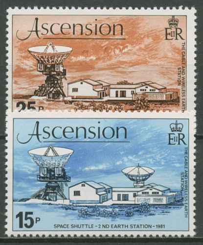 Ascension 1981 Erster Flug d. Space Shuttle Erdfunkstelle 248 u. 275 postfrisch