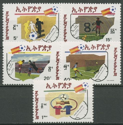 Äthiopien 1982 Fußball-WM in Spanien 1124/28 postfrisch