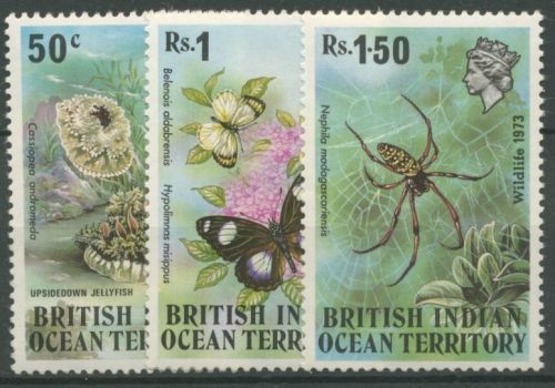 Brit. Territorium im Ind. Ozean 1973 Schmetterling Spinne 54/56 postfrisch