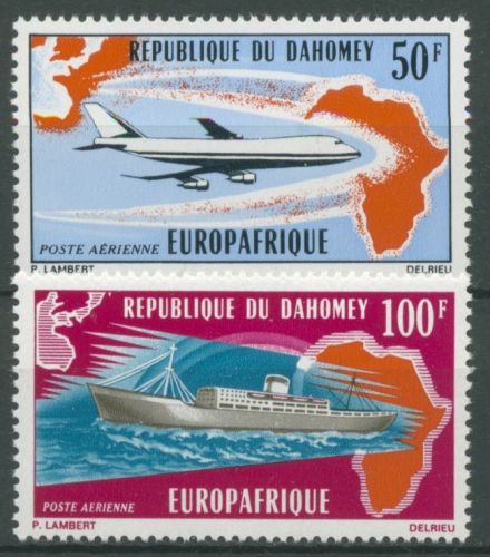 Dahomey 1971 Europafrique Frachtschiff Flugzeug 454/55 postfrisch