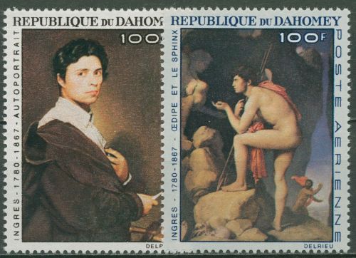 Dahomey 1967 Gemälde von J. Ingres, Ödipus 307/08 postfrisch