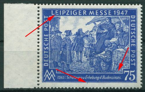 Alliierte Besetzung 1947 Leipziger Messe Plattenfehler 966 VIII + PF ? postfr.