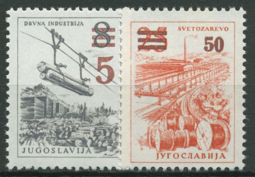 Jugoslawien 1965 Technik Architektur Holztransport 1134/35 postfrisch