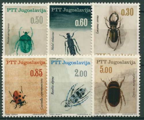 Jugoslawien 1966 Insekten Hirschkäfer, Ölkäfer, Alpenbock 1158/63 postfrisch