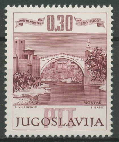 Jugoslawien 1966 Brücken Steinbrücke Mostar 1185 postfrisch