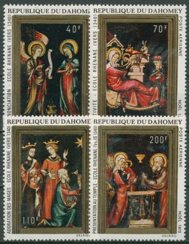 Dahomey 1970 Weihnachten Gemälde der Rheinischen Schule 439/42 postfrisch