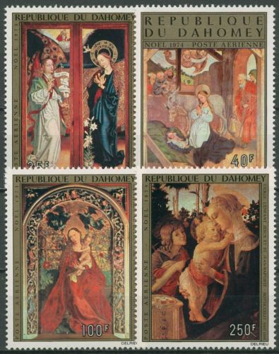 Dahomey 1974 Weihnachten Gemälde von Schongauer und Botticelli 613/16 postfrisch