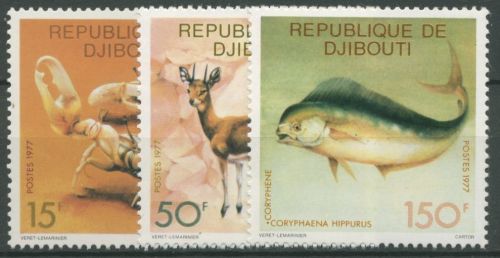 Dschibuti 1977 Tiere Goldmakrele Winkerkrabbe Klippspringer 205/07 postfrisch