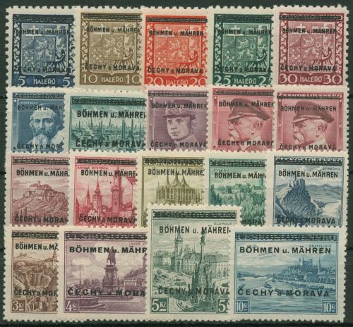 Böhmen und Mähren 1939 Marken mit Aufdruck 1/19 postfrisch signiert