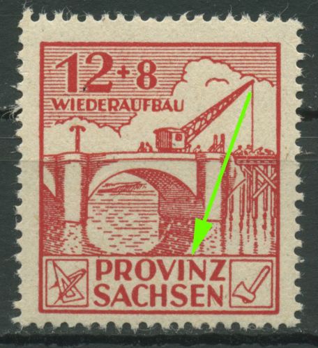 SBZ Provinz Sachsen 1946 Wiederaufbau mit Plattenfehler 88 A VIII postfrisch
